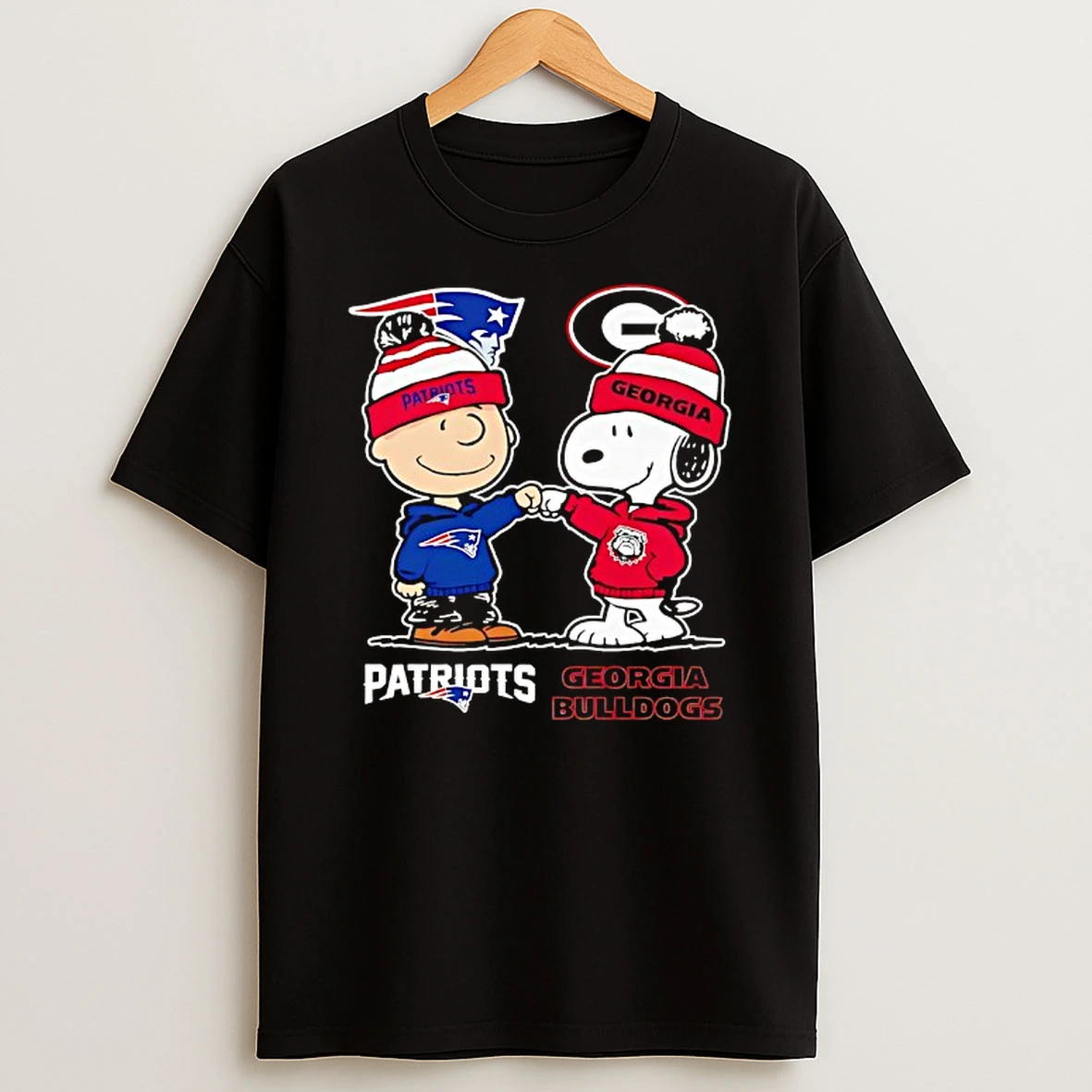 Charlie Brown New England Patriots Vs Snoopy Georgia Bulldogs Shirts