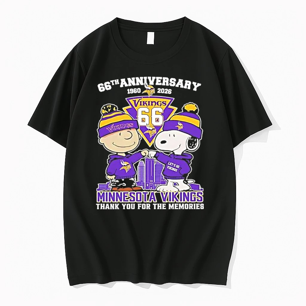 Charlie Brown Snoopy Fist Pump 66th Anniversary 1960 2026 Minnesota Vikings Shirts