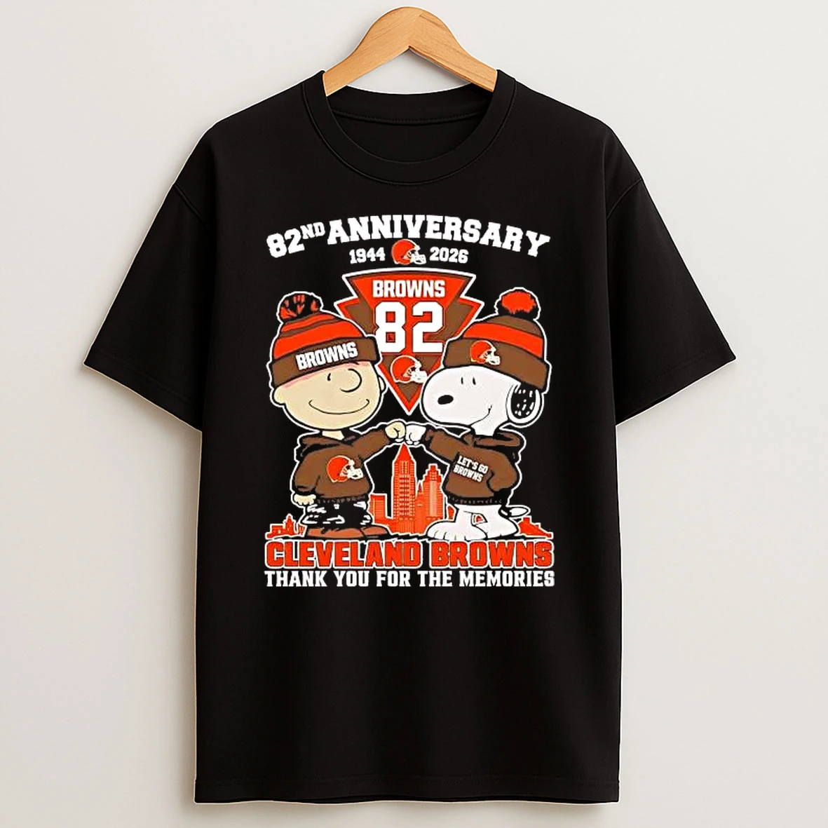 Charlie Brown Snoopy Fist Pump 82nd Anniversary 1944 2026 Cleveland Browns Shirts