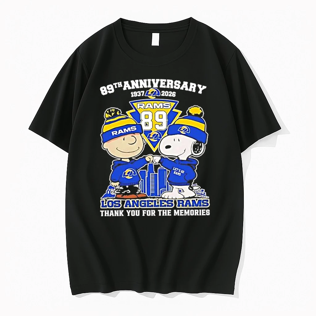 Charlie Brown Snoopy Fist Pump 89th Anniversary 1937 2026 Rams Shirts