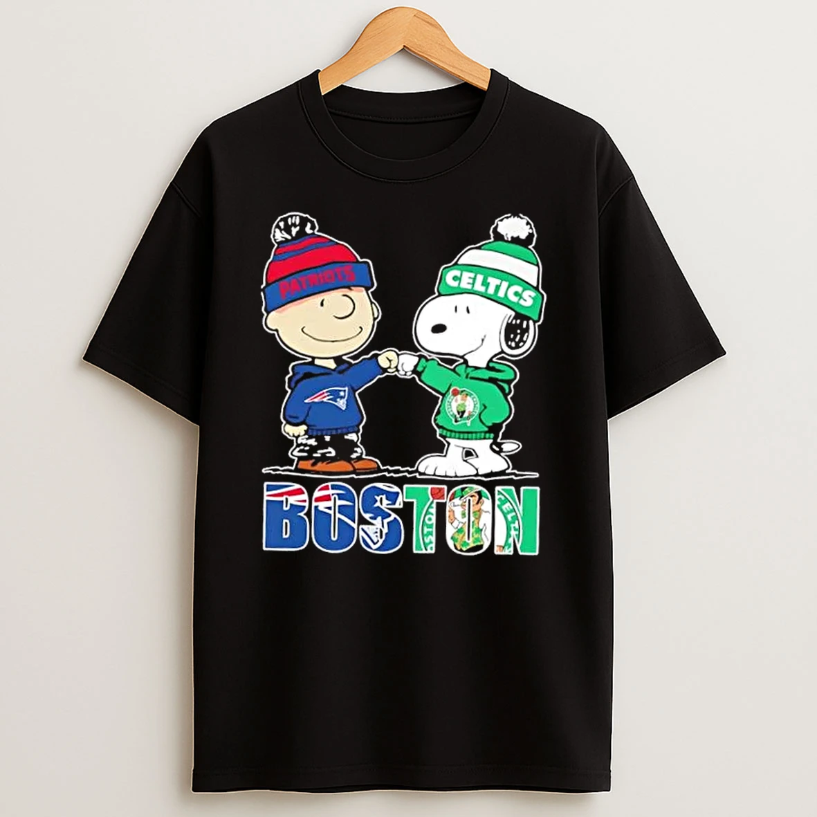 Charlie Brown And Snoopy Boston City Sports New England Patriots X Boston Celtics Shirts