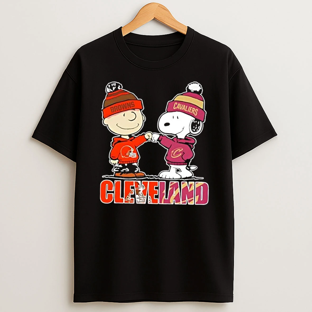 Charlie Brown And Snoopy Cleveland City Sports Browns X Cavaliers Shirts