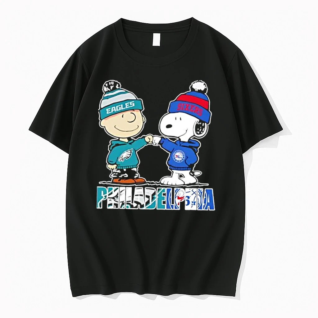 Charlie Brown And Snoopy Philadelphia City Sports Eagles X 76ers Shirts