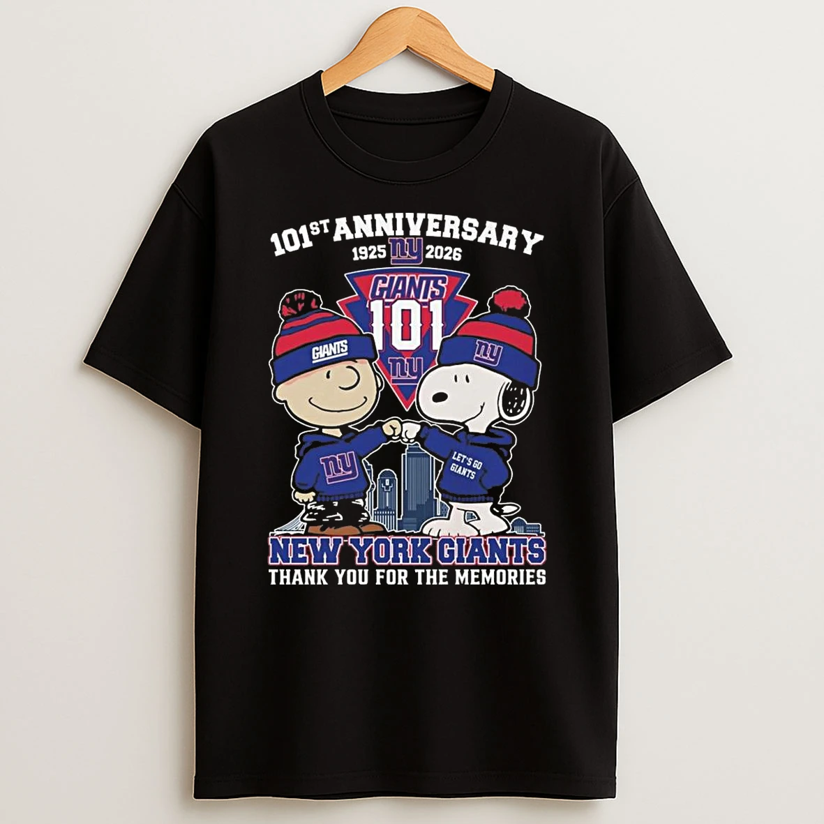 Charlie Browns And Snoopy X New York Giants 101th Anniversary 1925 2026 Thank You For The Memories Shirts