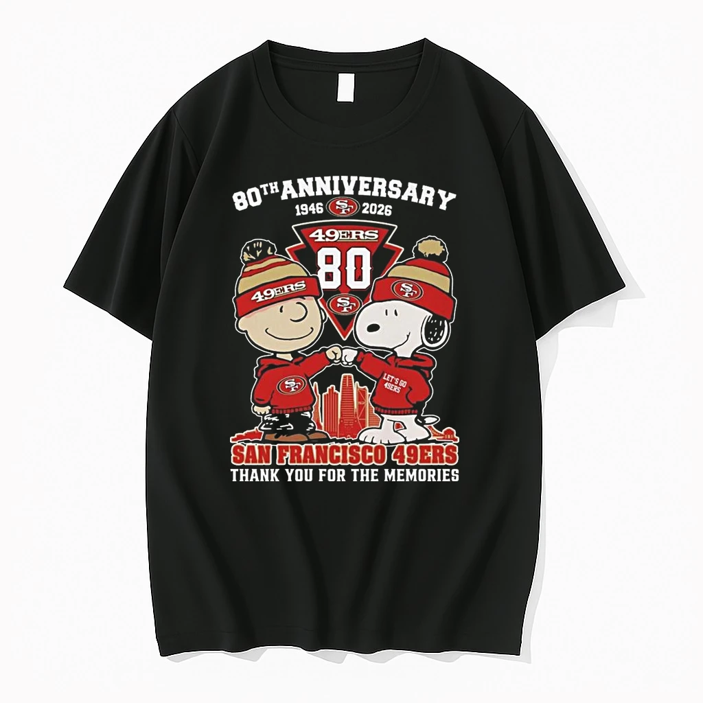Charlie Browns And Snoopy X San Francisco 49ers 80th Anniversary 1946 2026 Thank You For The Memories Shirts