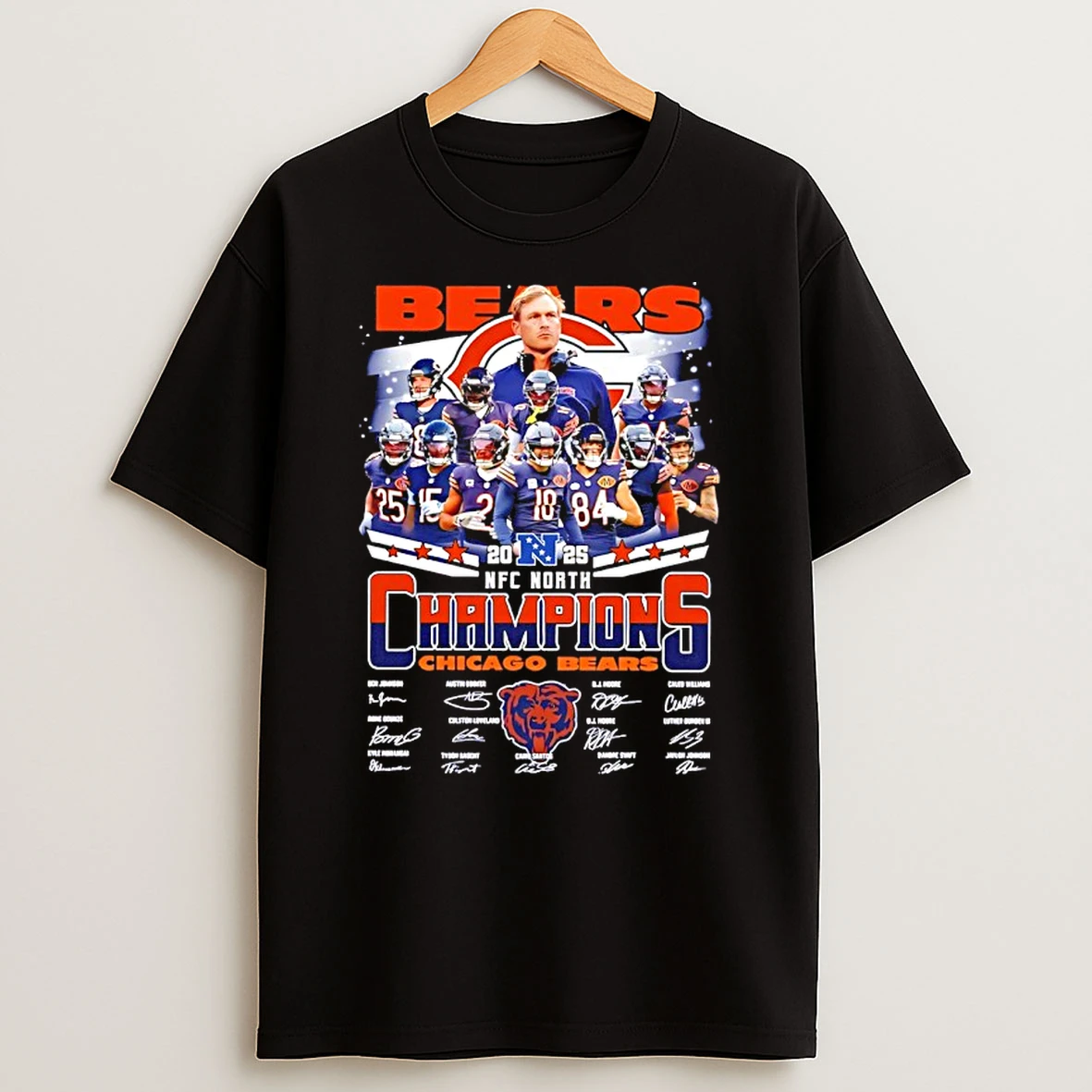 Chicago Bears 2025 Nfc North Champions All Team Signatures Shirts