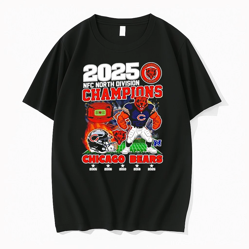 Chicago Bears 2025 Nfc North Division Champions 5 Time Mascot Shirts