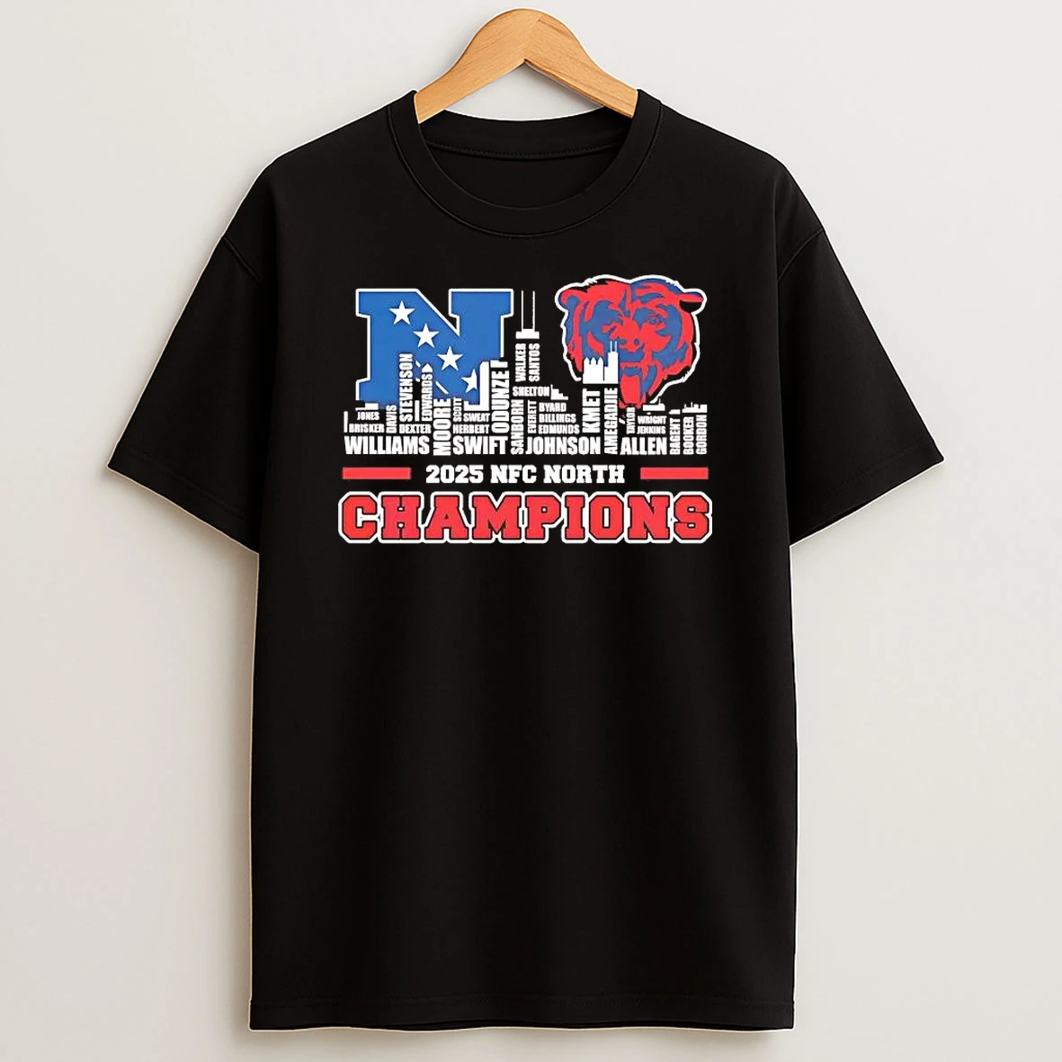 Chicago Bears 2025 Nfc North Champions Players Names Shirts