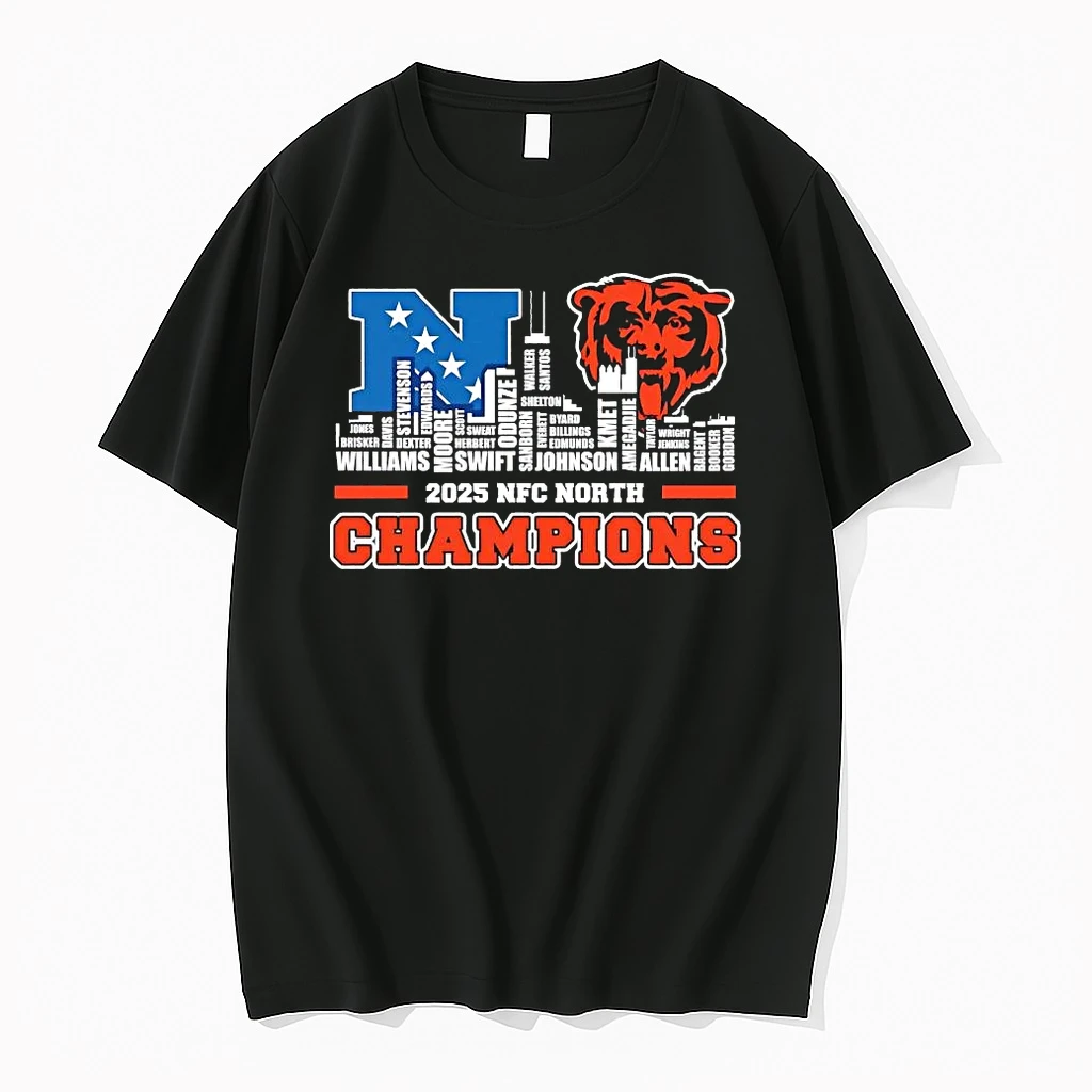 Chicago Bears 2025 Nfc North Champions Players Names Skyline Shirts