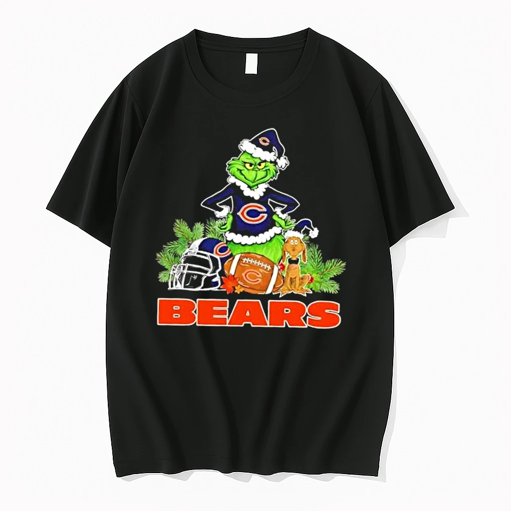 Chicago Bears Football X Grinch And Max Dog Merry Christmas Shirts