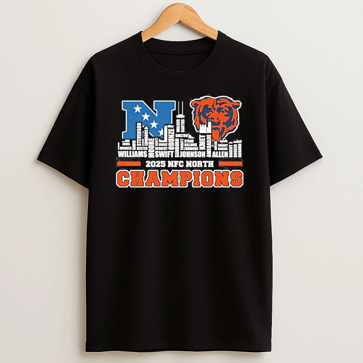 Chicago Bears Skyline Typo Team 2025 Nfc North Division Champions Shirts