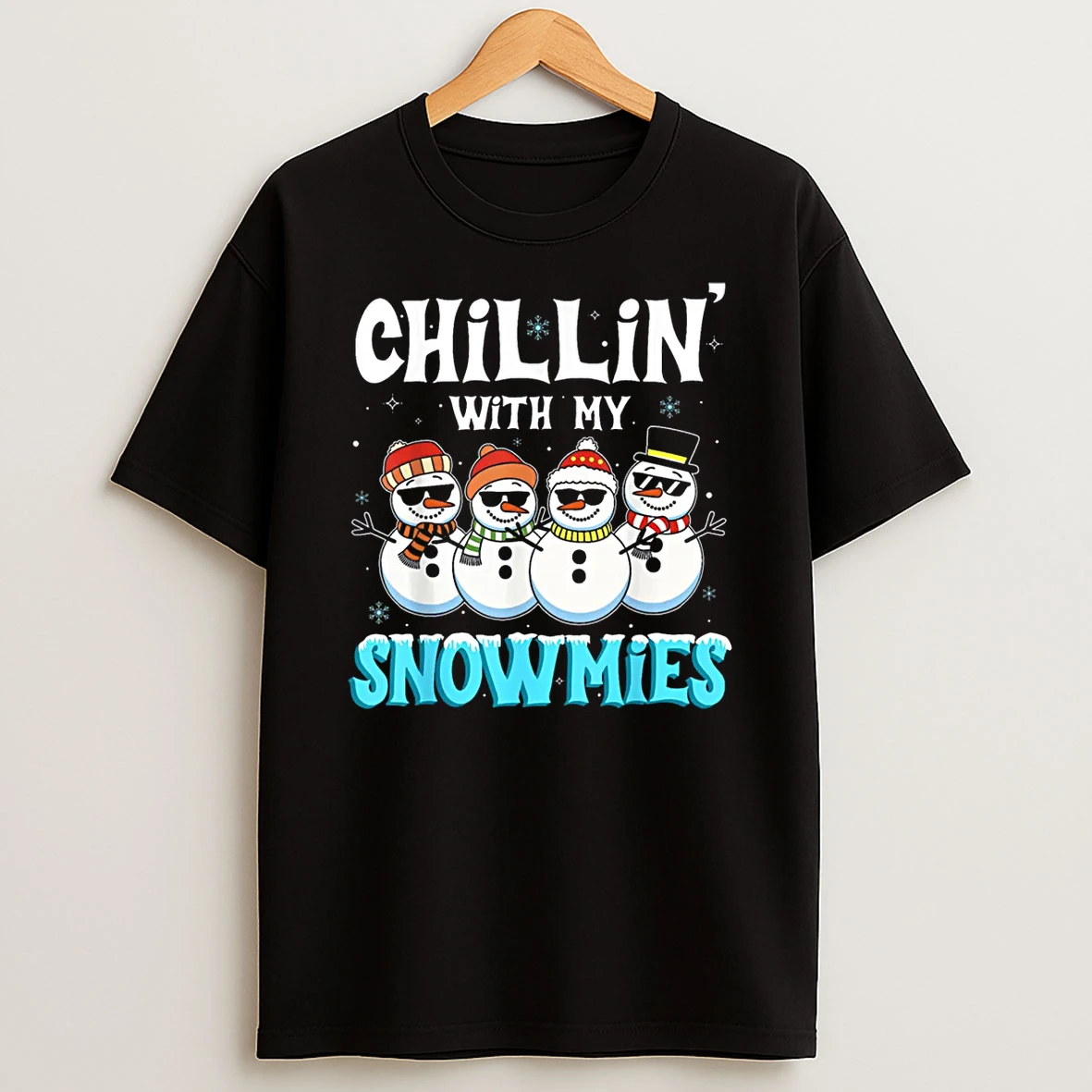 Chillin With My Snowmie Women Christmas Snowman Teacher Snow Shirts