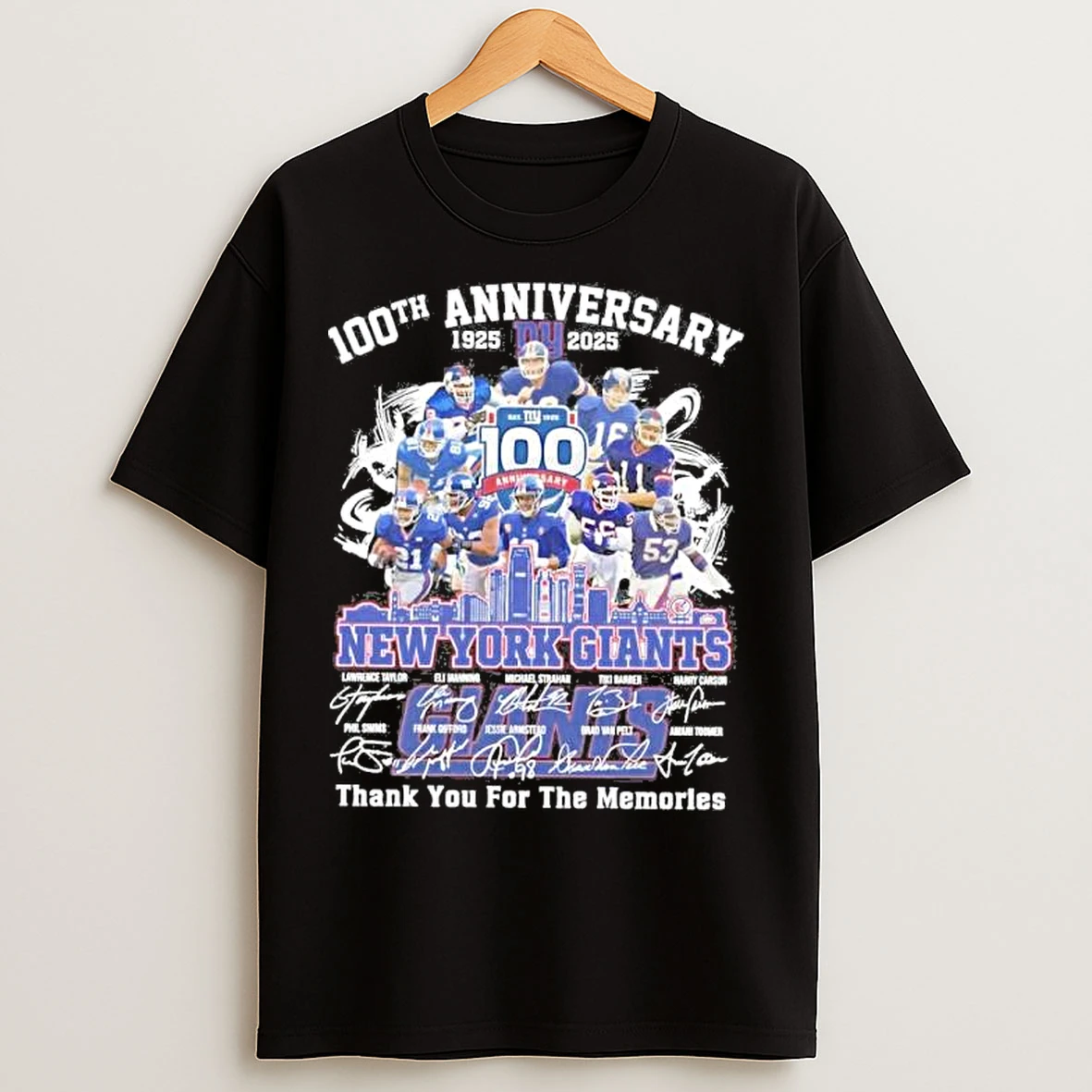 Classic 100th Anniversary 1925 2025 New York Giants Football Team Signature T Shirts
