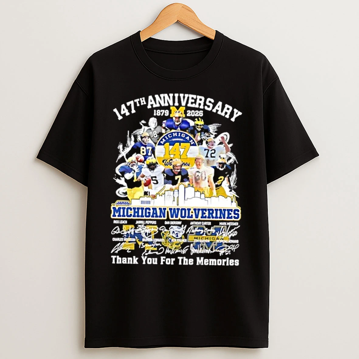 Classic 147th Anniversary 1879 2026 Michigan Wolverines Rick Leach And Legends Thank You For The Memories Signatures T Shirts