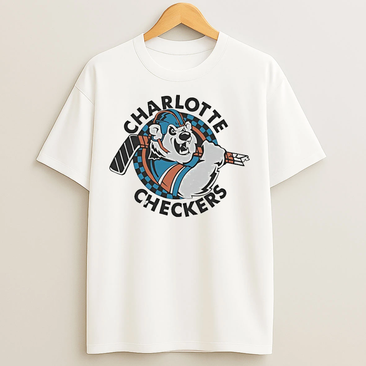 Classic 1993 Charlotte Checkers Logo T Shirts
