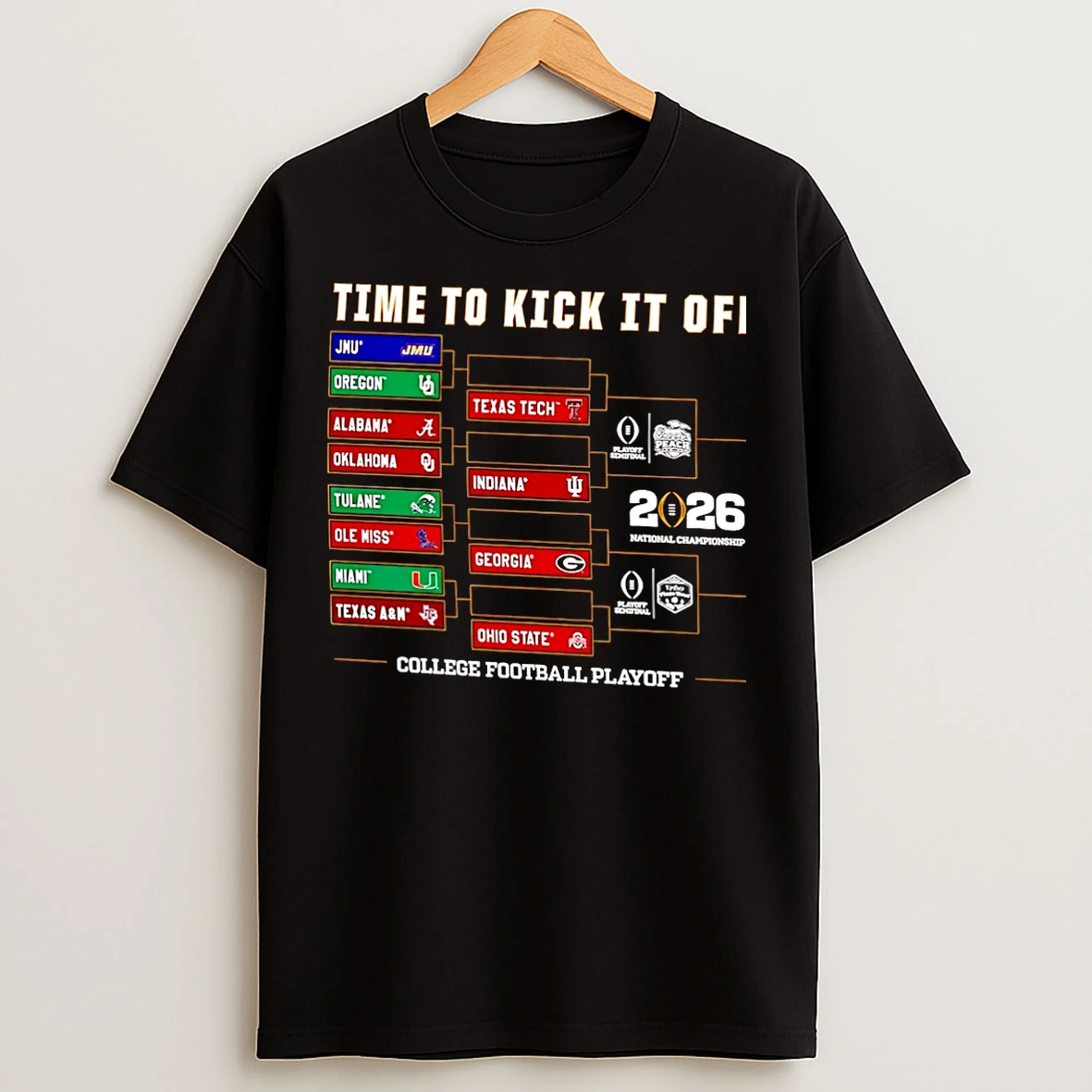 Classic 2025 26 College Football Playoff Timje To Kick It Off Bracket Christmas T Shirts