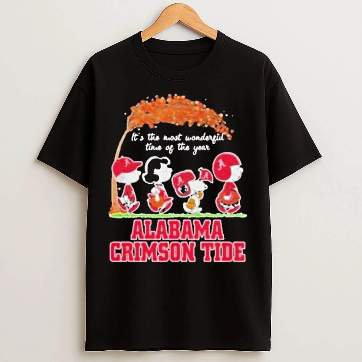 Classic 2025 Alabama Crimson Tide X Peanuts Snoopy And Friends Autumn Its The Most Wonderful Time Of The Year T Shirts