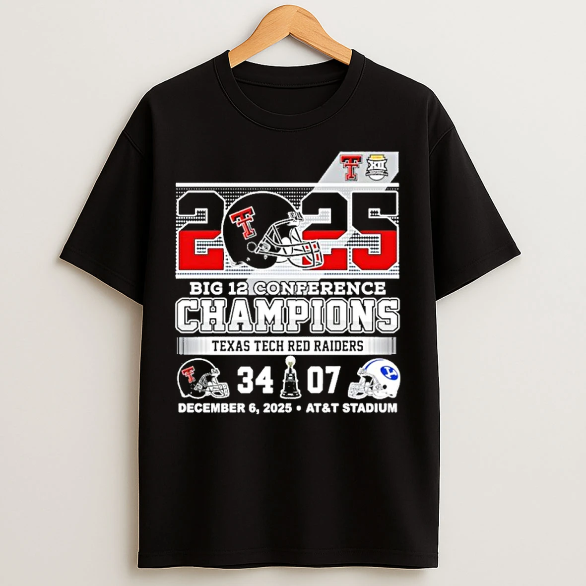 Classic 2025 Big 12 Conference Champions Texas Tech 34 7 Byu Score T Shirts