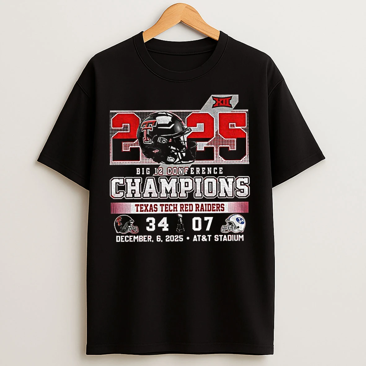 Classic 2025 Big 12 Conference Champions Texas Tech Red Raiders 34 Byu Cougars 07 T Shirts
