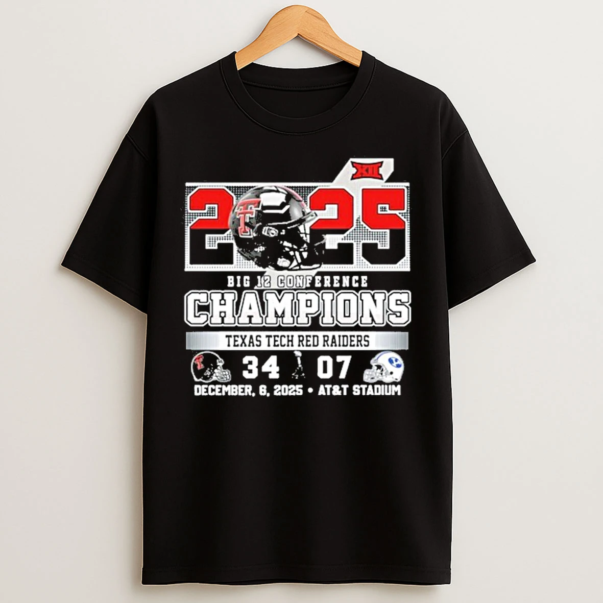 Classic 2025 Big 12 Conference Champions Texas Tech Red Raiders December 6 2025 Att Stadium T Shirts