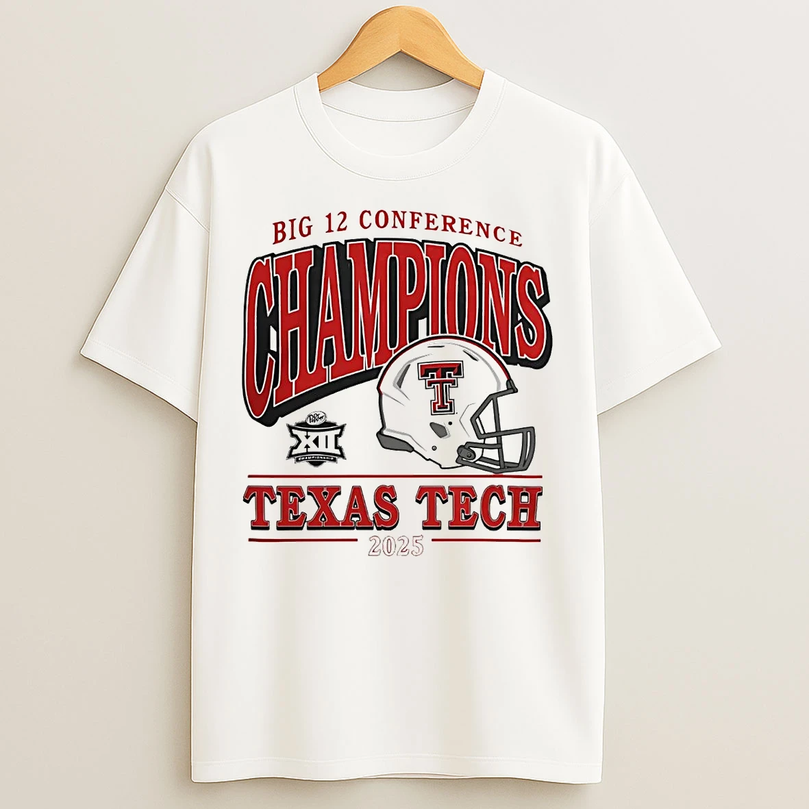 Classic 2025 Big 12 Conference Champions Texas Tech Red Raiders Helmet T Shirts