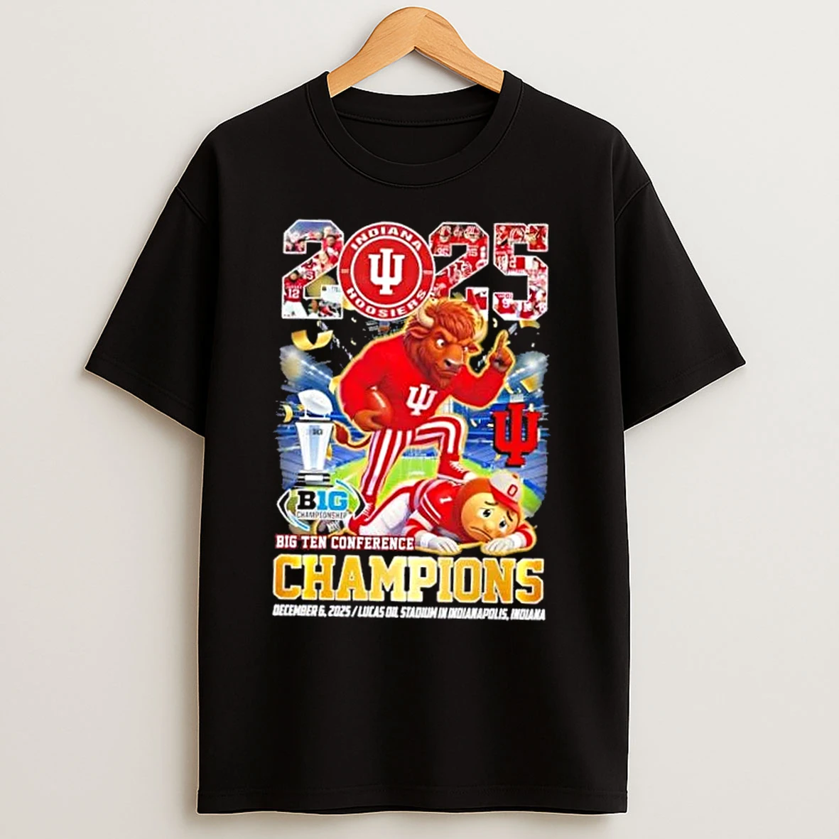 Classic 2025 Big Ten Conference Champions Indiana Hoosiers Beat Ohio State Buckeyes Mascots T Shirts
