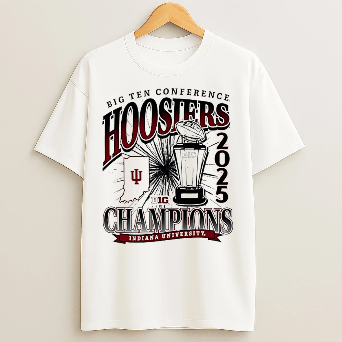 Classic 2025 Big Ten Conference Champions Indiana Hoosiers Vintage T Shirts