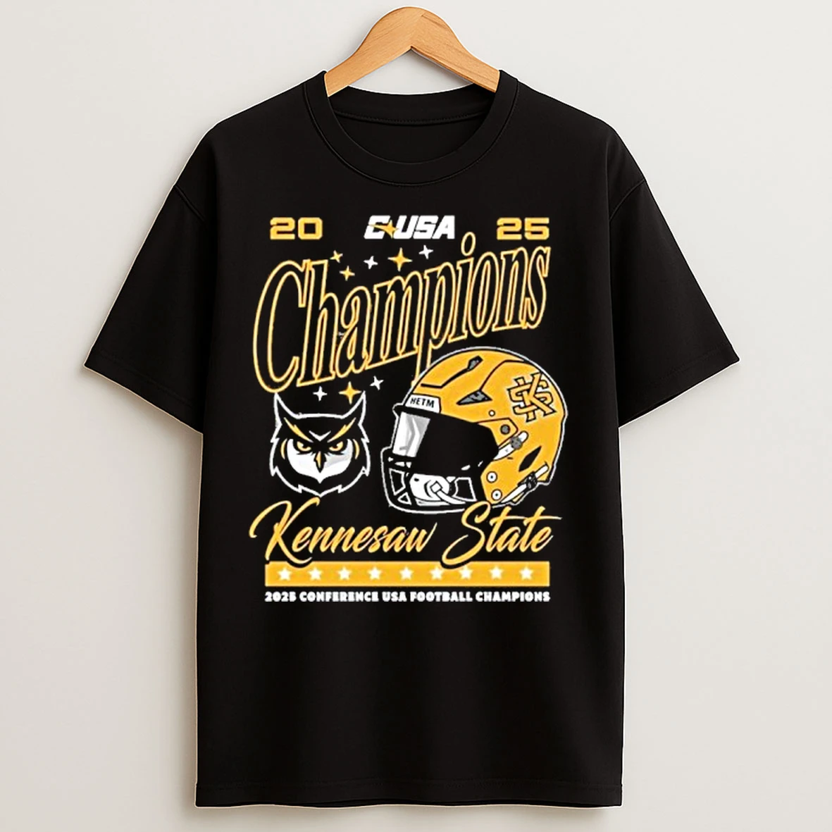 Classic 2025 C Usa Champions Kennesaw State Owls Football Conference Helmet T Shirts