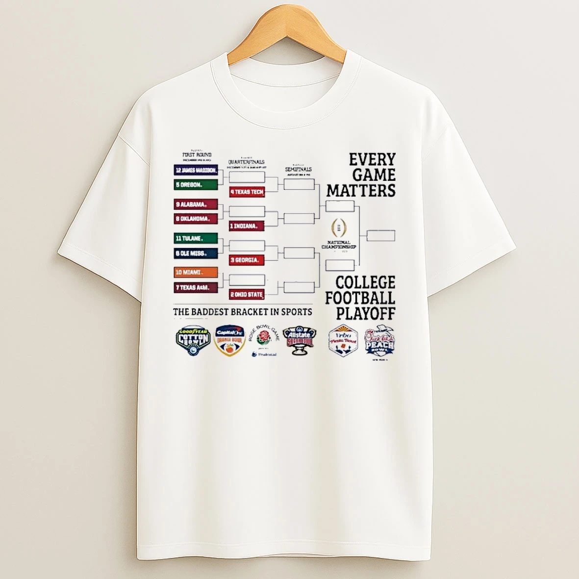Classic 2025 Cfp Brackets T Shirts