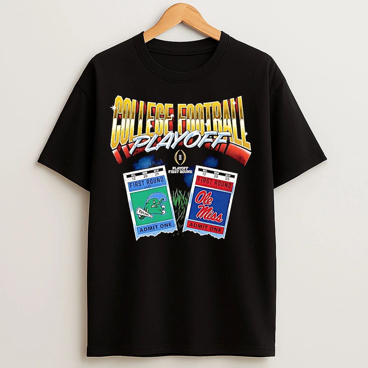 Classic 2025 Cfp First Round Ole Miss Rebels Vs Tulane Green Wave T Shirts