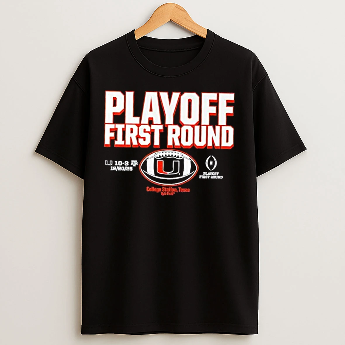 Classic 2025 Cfp First Round Winner Miami Hurricanes College Station Texas Kyle Field T Shirts