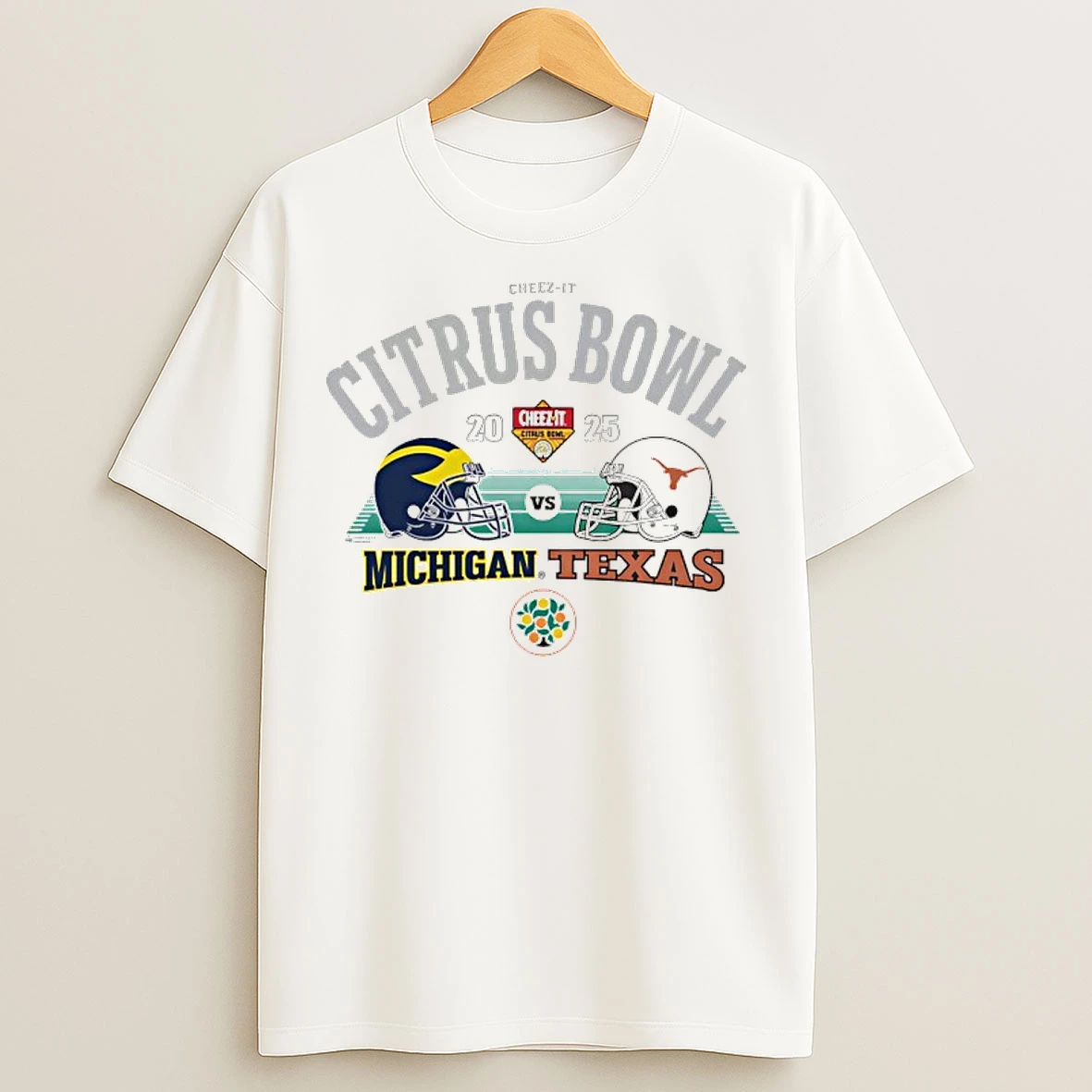 Classic 2025 Cheez It Citrus Bowl 2 Team Michigan Vs Texas Helmets T Shirts