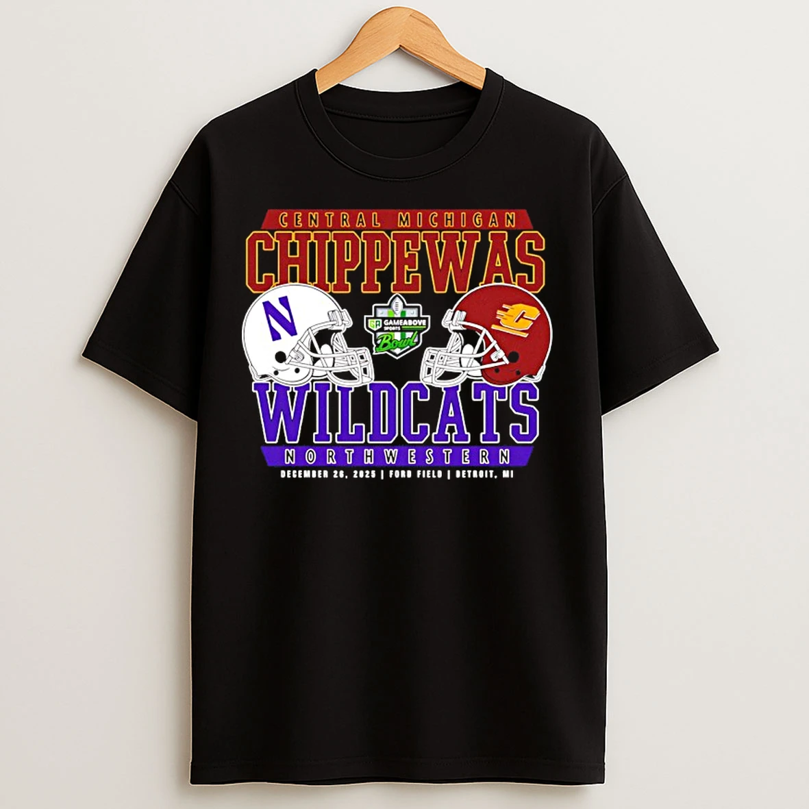 Classic 2025 Gameabove Sports Bowl Dueling Central Michigan Chippewas Vs Wildcats Northwestern T Shirts
