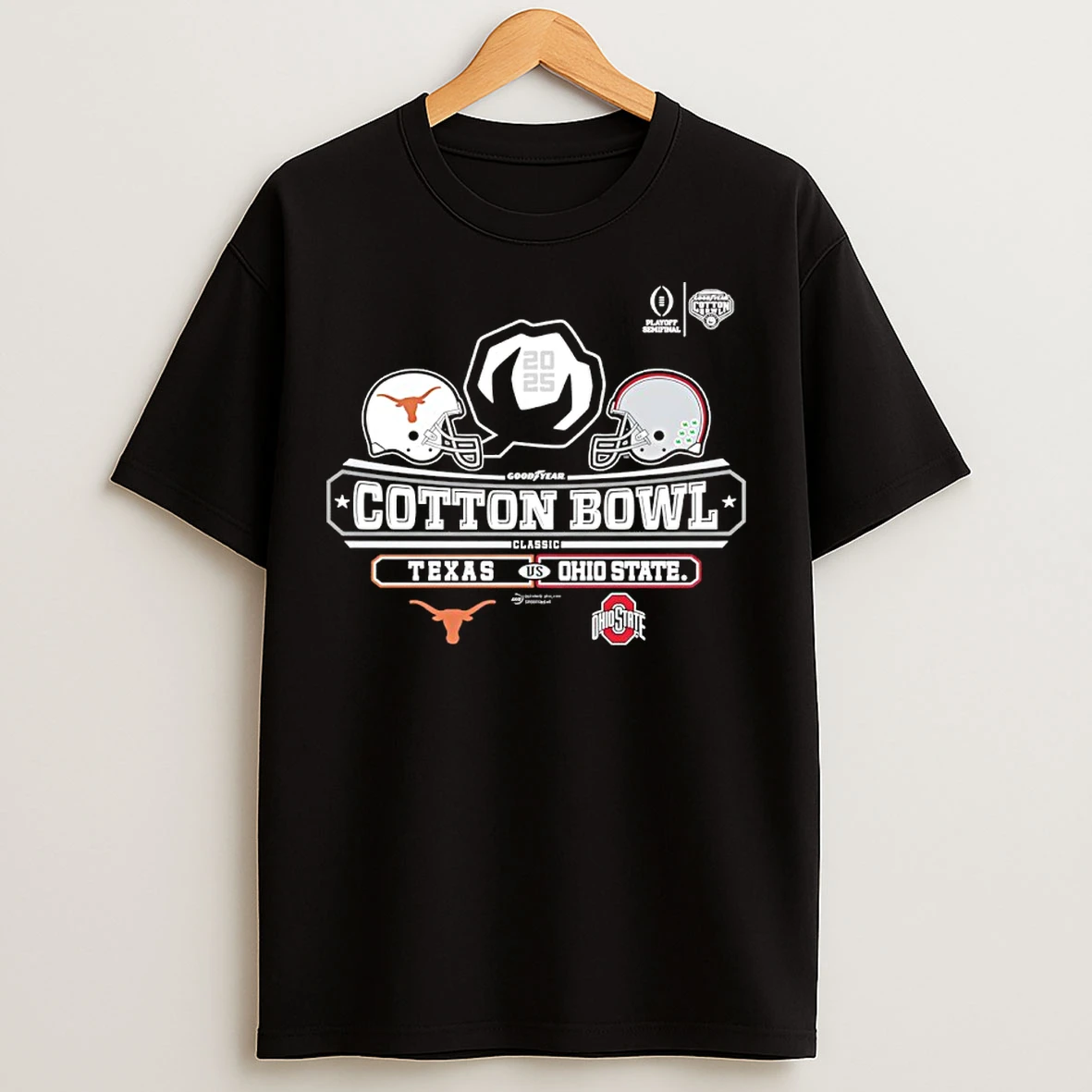 Classic 2025 Goodyear Cotton Bowl Classic 2 Team Texas Vs Ohio State T Shirts