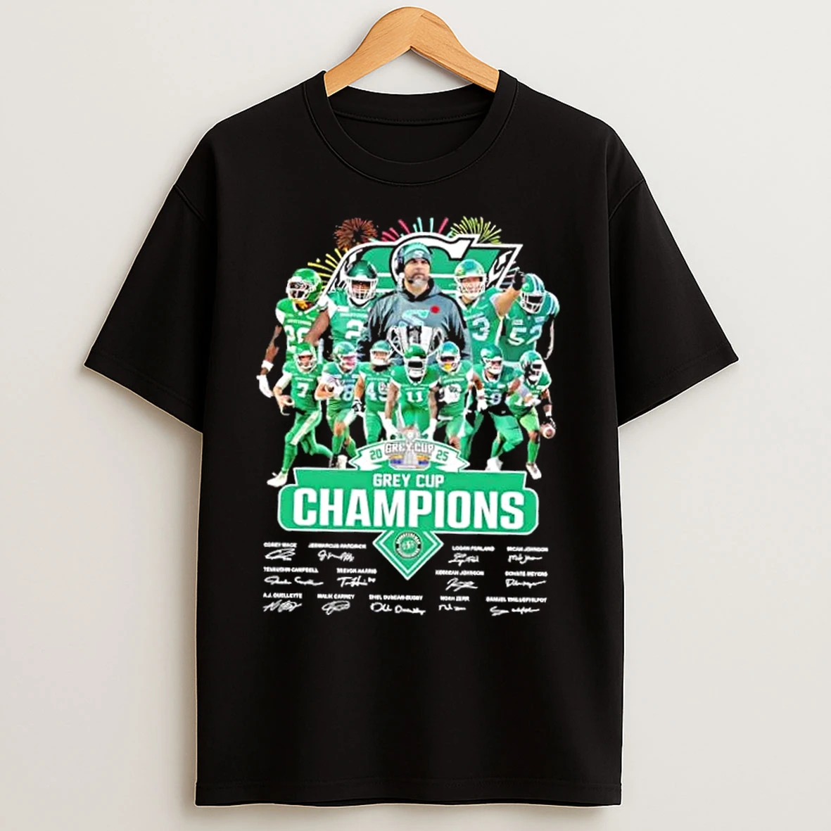 Classic 2025 Grey Cup Champions Corey Mace And Players Saskatchewan Roughriders T Shirts