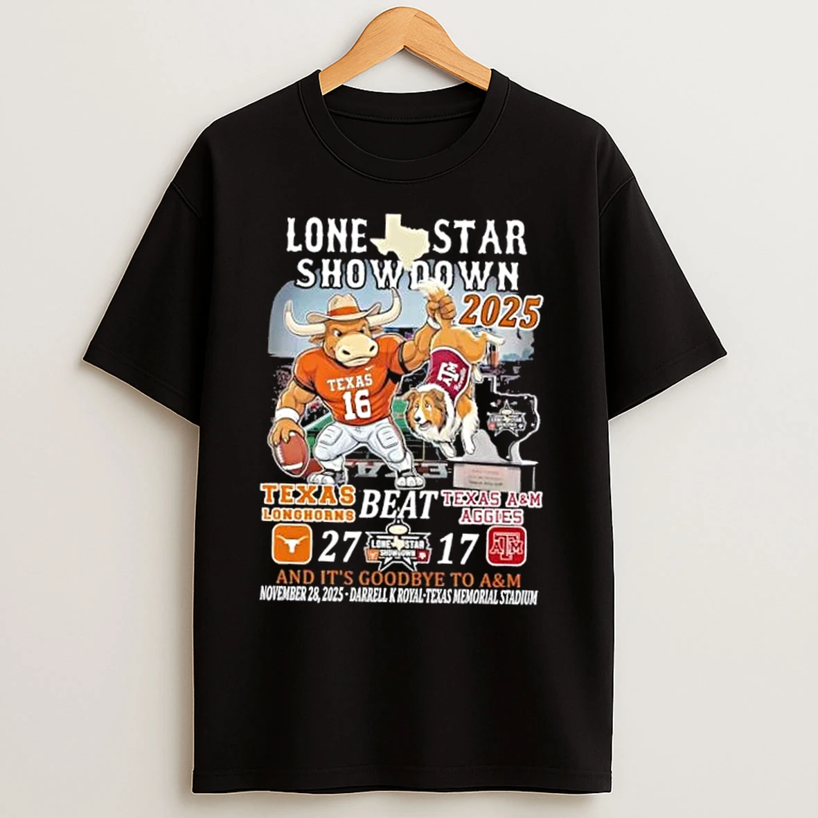 Classic 2025 Lone Star Showdown Texas Longhorns Beat Texas Am Aggies Darrell K Royal Texas Memorial Stadium T Shirts