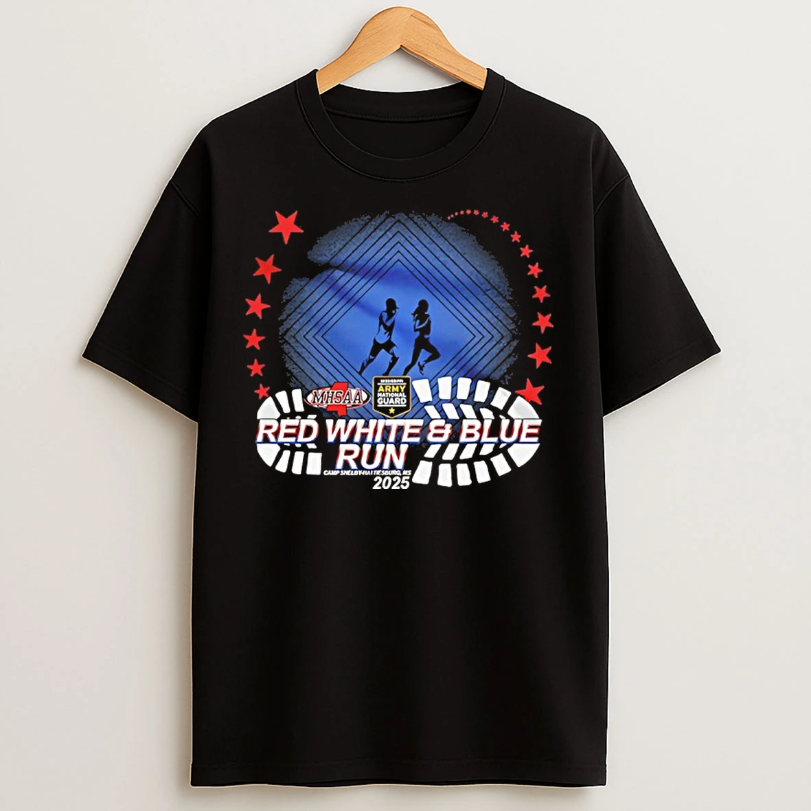 Classic 2025 Mhsaa Red White And Blue Memorial Run T Shirts