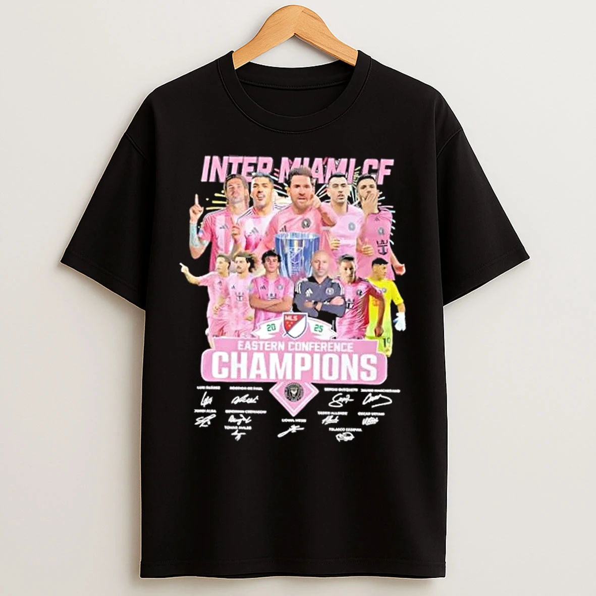 Classic 2025 Mls Eastern Conference Champions Inter Miami Lionel Messi And Players Signatures T Shirts