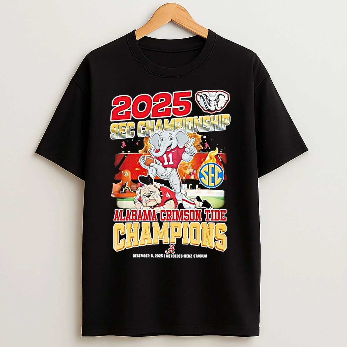 Classic 2025 Sec Championship Alabama Crimson Tide Champions Mascots T Shirts