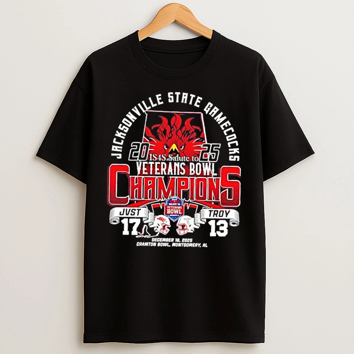 Classic 2025 Salute To Veterans Bowl Champions Jacksonville State Gamecocks Football Helmets T Shirts