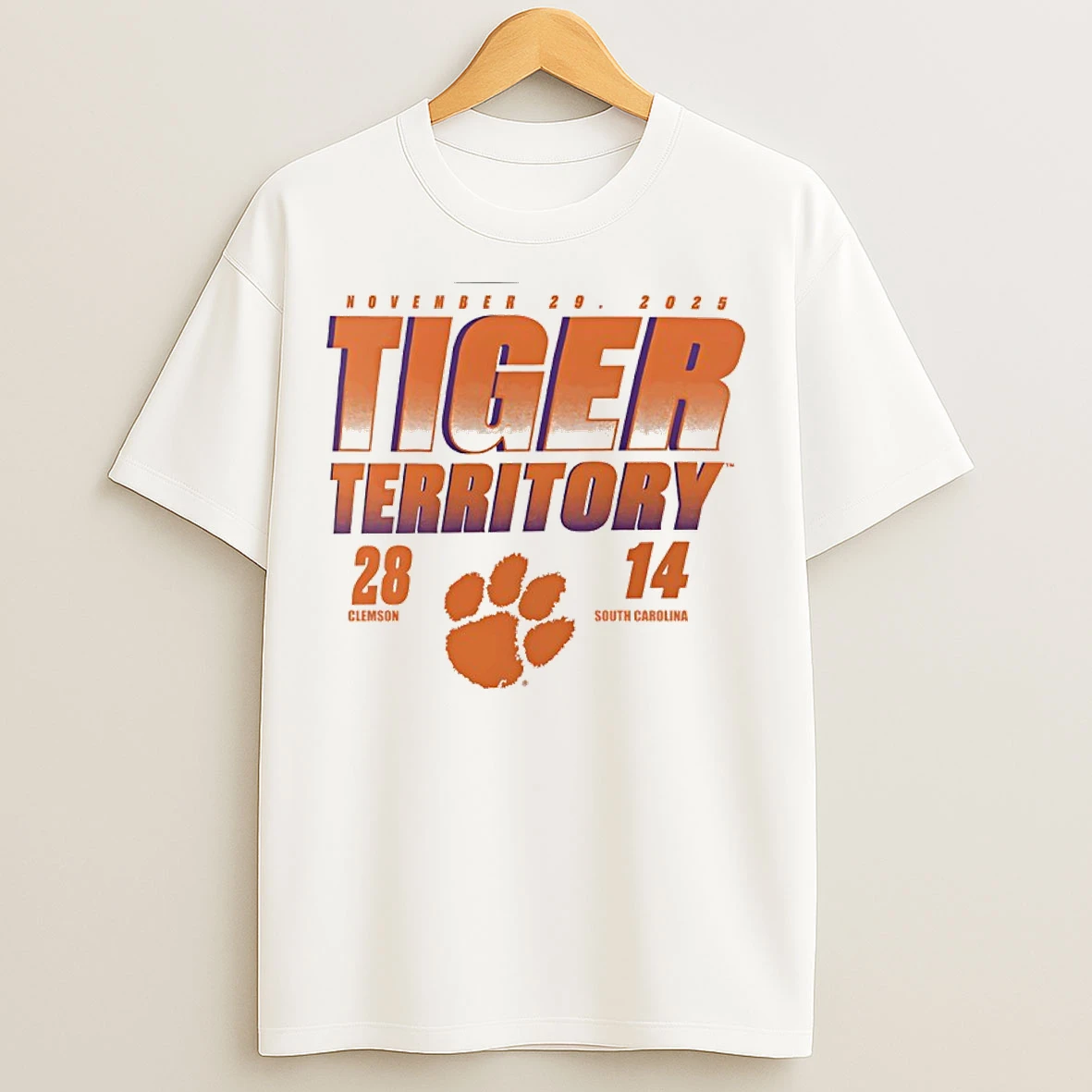 Classic 2025 Score Clemson Tigers 28 14 South Carolina Gamecocks T Shirts