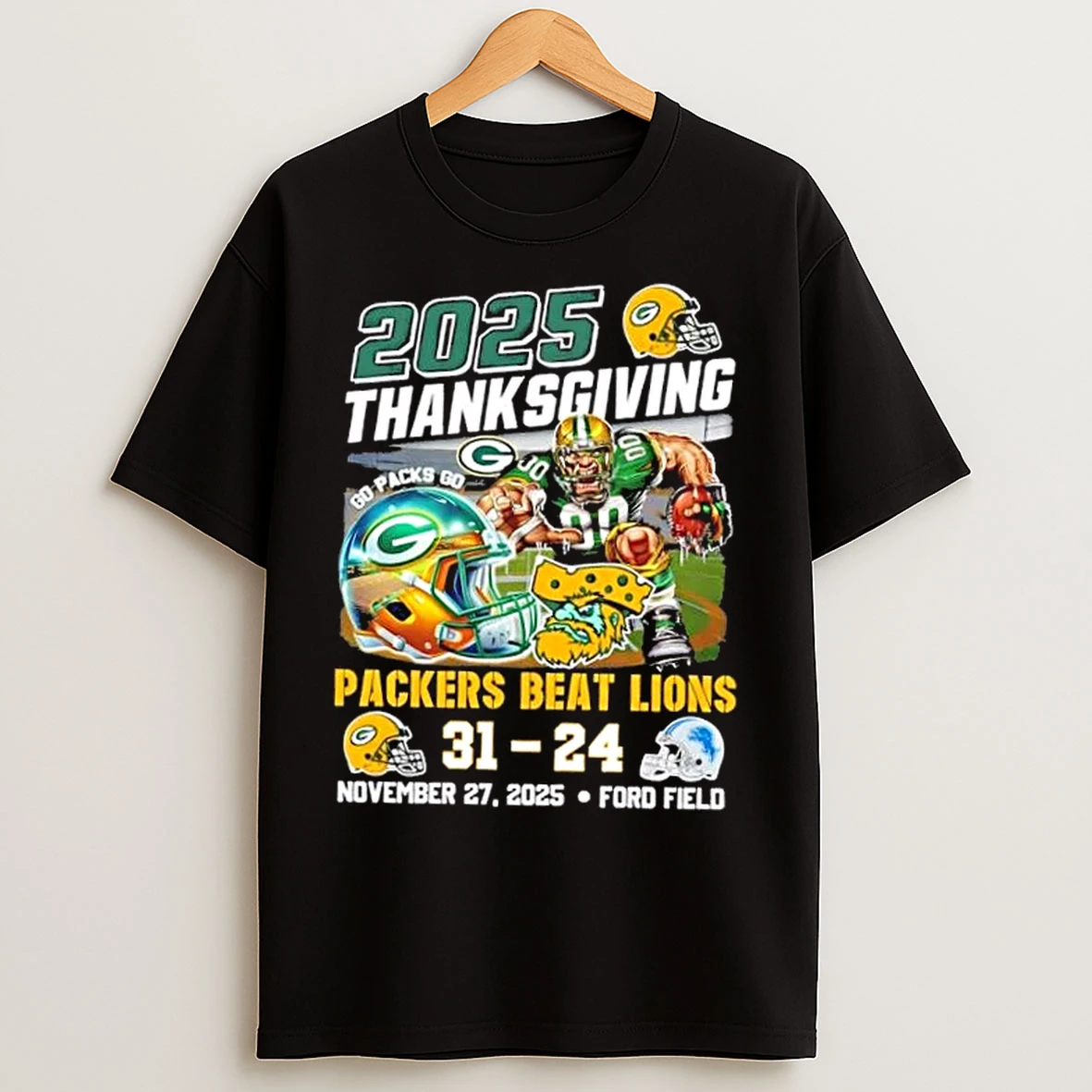 Classic 2025 Thanksgiving Green Bay Packers Beat Detroit Lions Ford Field T Shirts