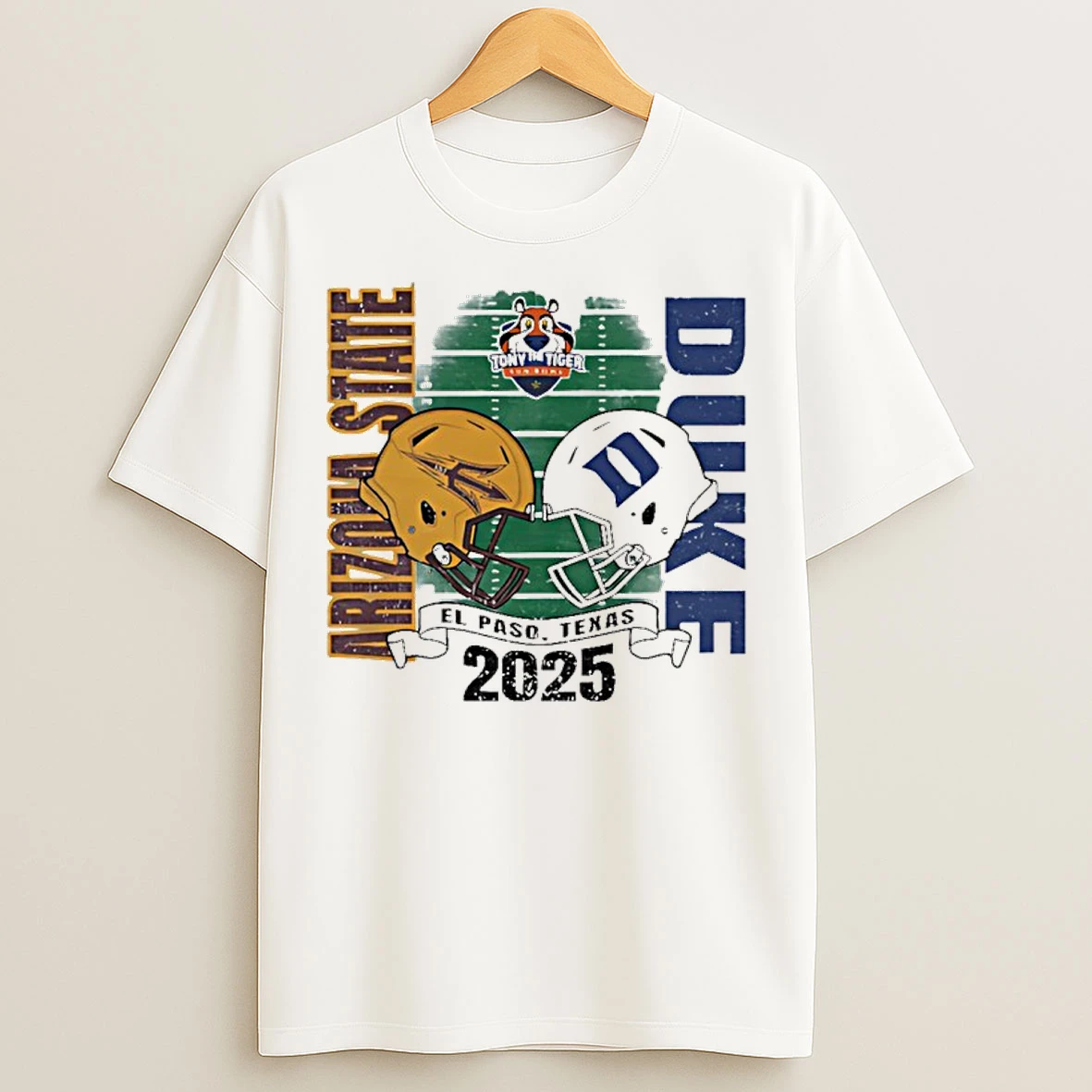 Classic 2025 Tony The Tiger Sun Bowl Arizona State Sun Devils Vs Duke Blue Devils Helmets T Shirts