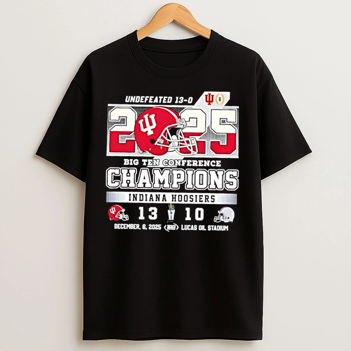 Classic 2025 Undefeated 13 0 Big Ten Conference Champions Indiana Hoosiers Football Helmet T Shirts