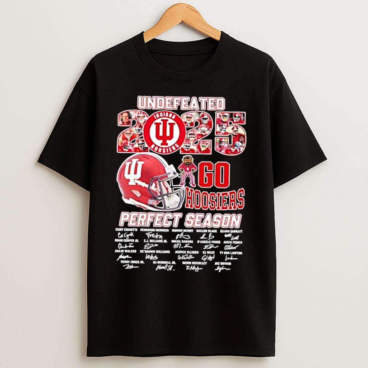Classic 2025 Undefeated Go Indiana Hoosiers Football All Names Signatures T Shirts