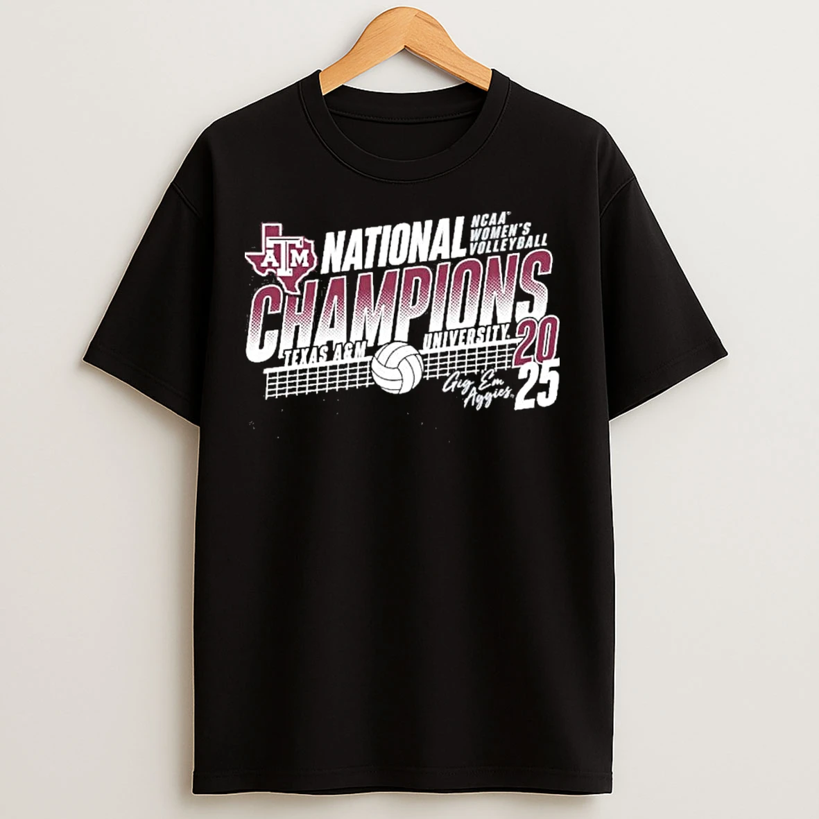Classic 2025 Volleyball National Champions Texas Am Gig Em Aggies T Shirts