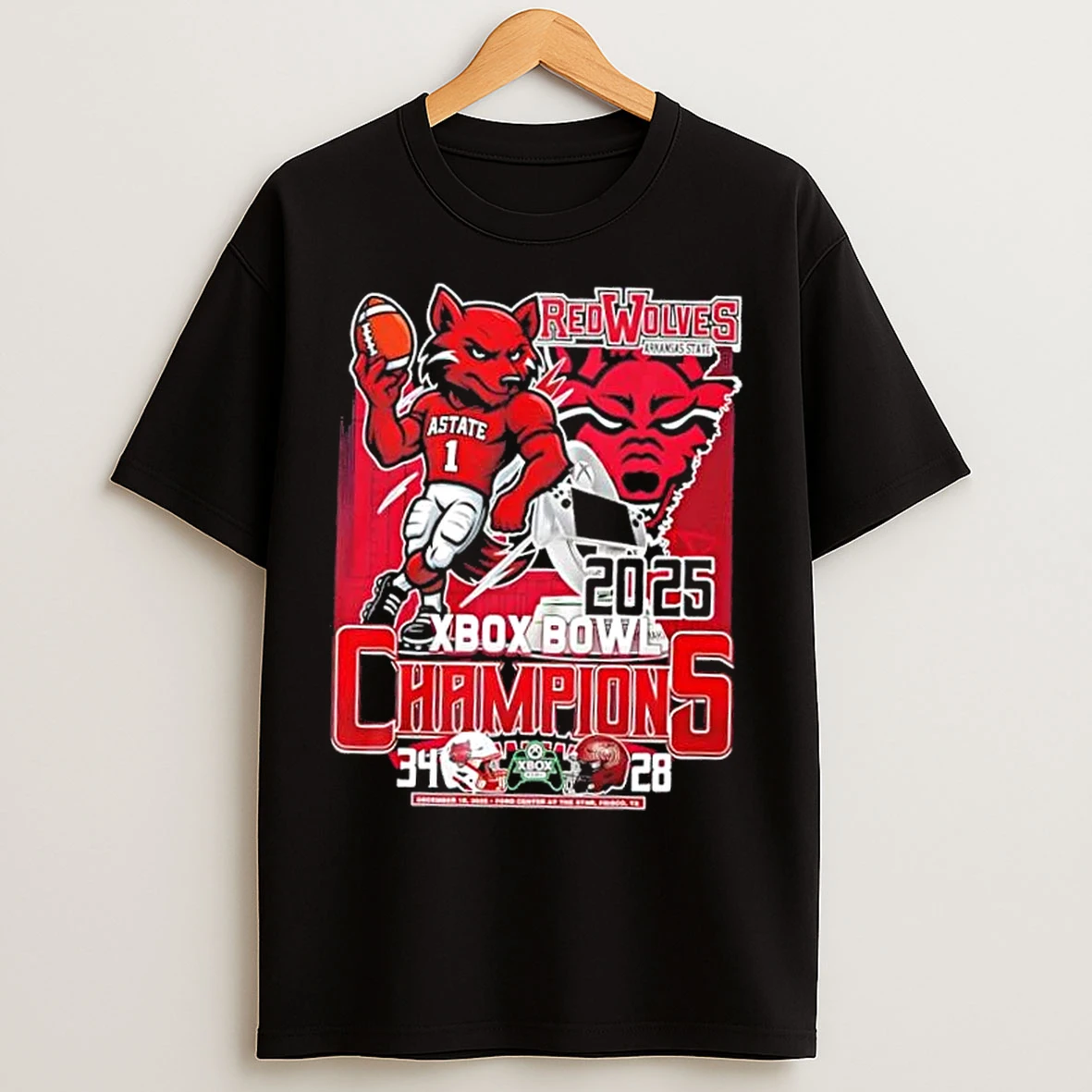 Classic 2025 Xbox Bowl Champions Red Wolves Arkansas State Mascot T Shirts