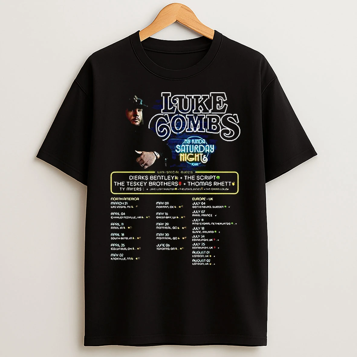 Classic 2026 Luke Combs My Kinda Saturday Night Tour T Shirts