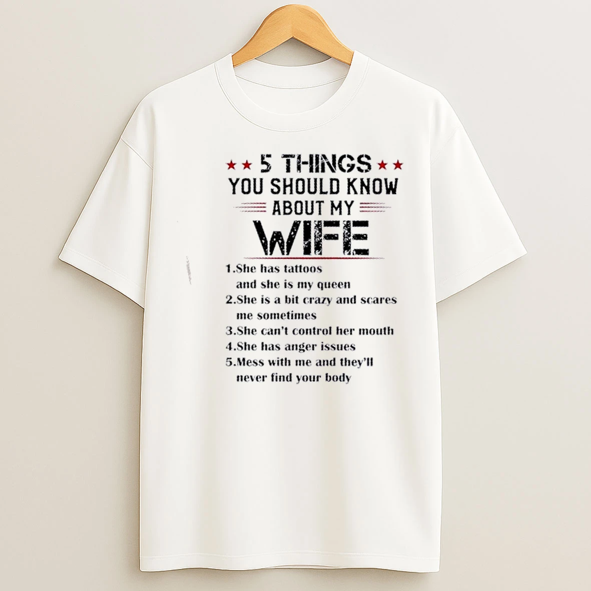 Classic 5 Things You Should Know About My Wife Text T Shirts