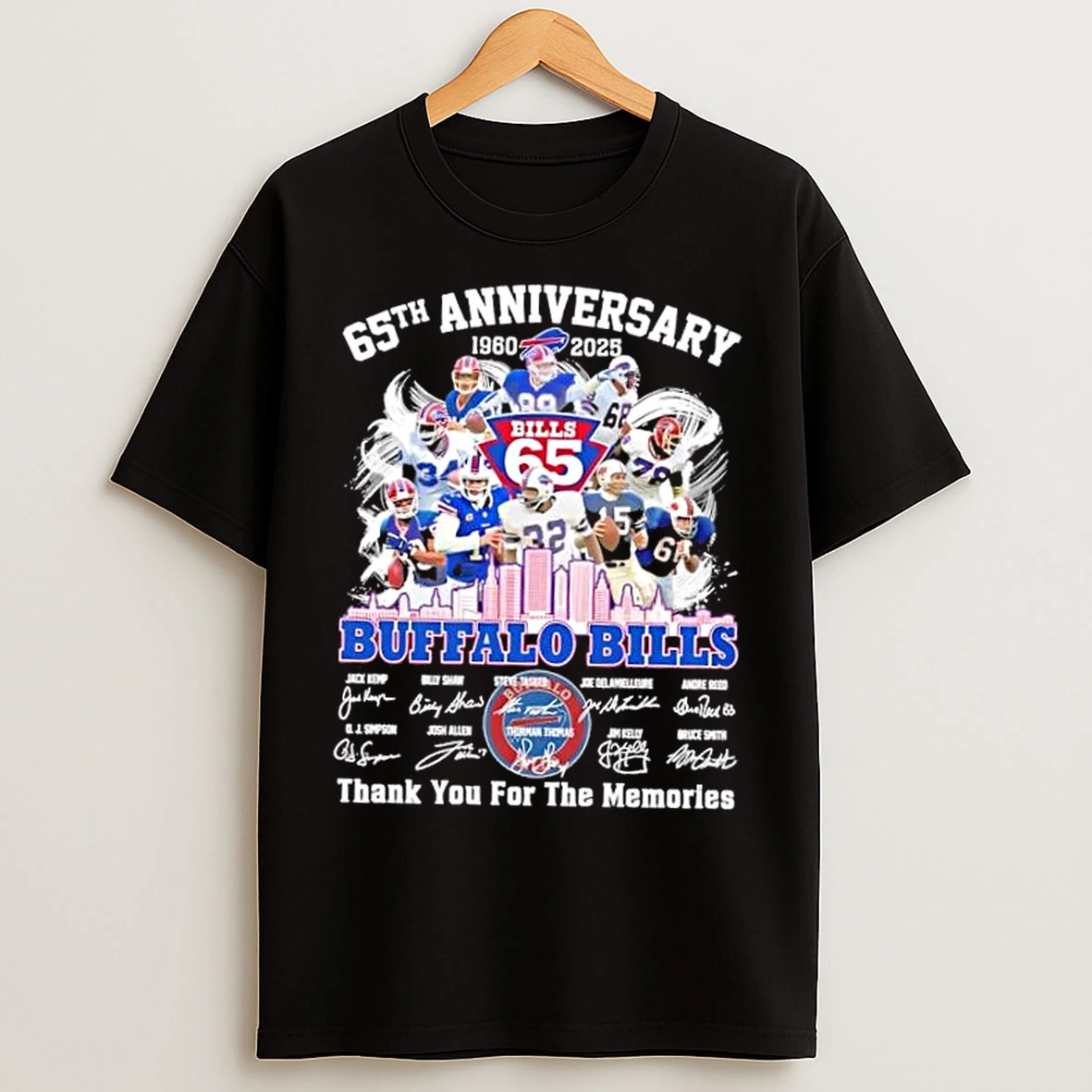 Classic 65th Anniversary 1960 2025 Buffalo Bills Josh Allen And Legends Thank You For The Memories Skyline T Shirts